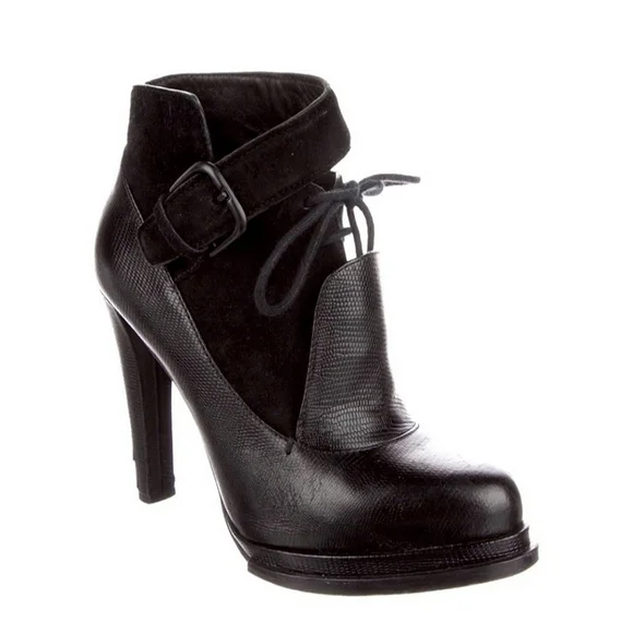 Alexander Wang Black Leather Monique Platform Booties Size 37.5 (7.5) - Picture 2 of 9
